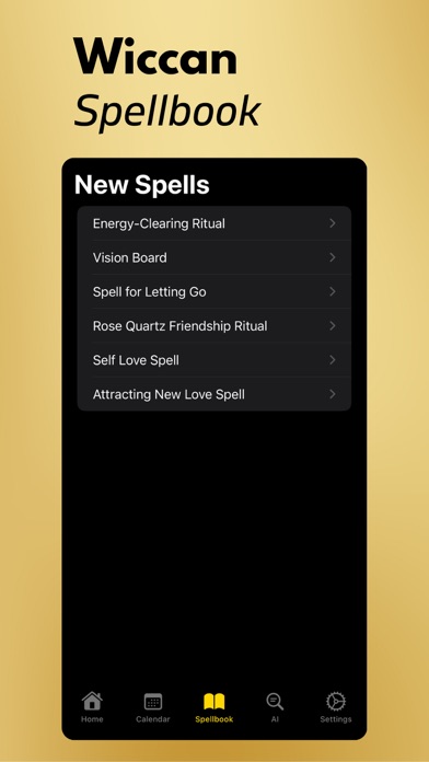 An additional view of the Wicca iOS app